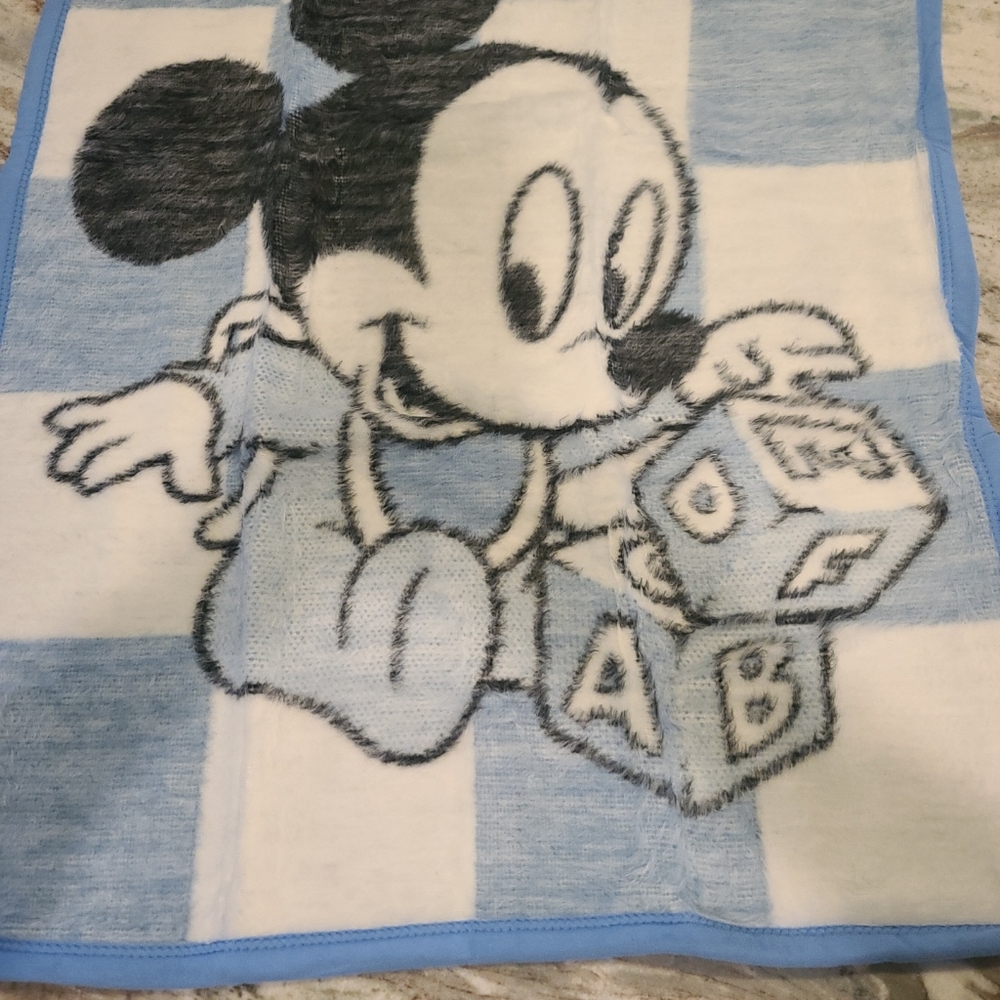 VTG 1984 NEW Biederlack Disney Baby Mickey Mouse Nap Blanket Throw ABC  40X30